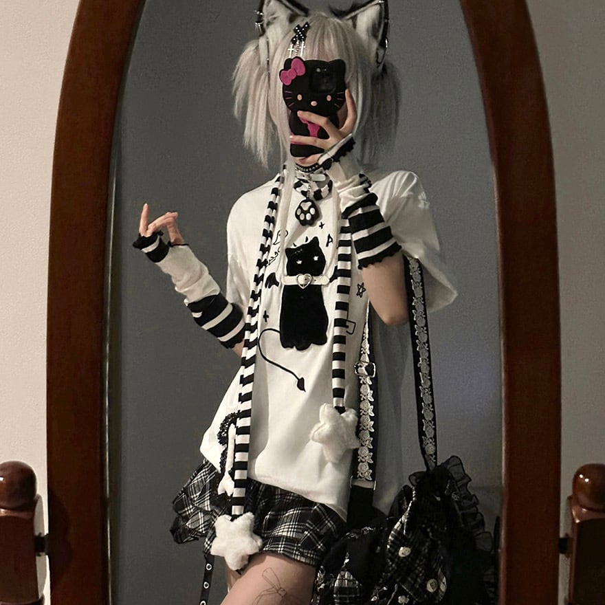 Tシャツ 漫画キャラクター 二次元 Y2K｜天使と悪魔 | サブカル系地雷