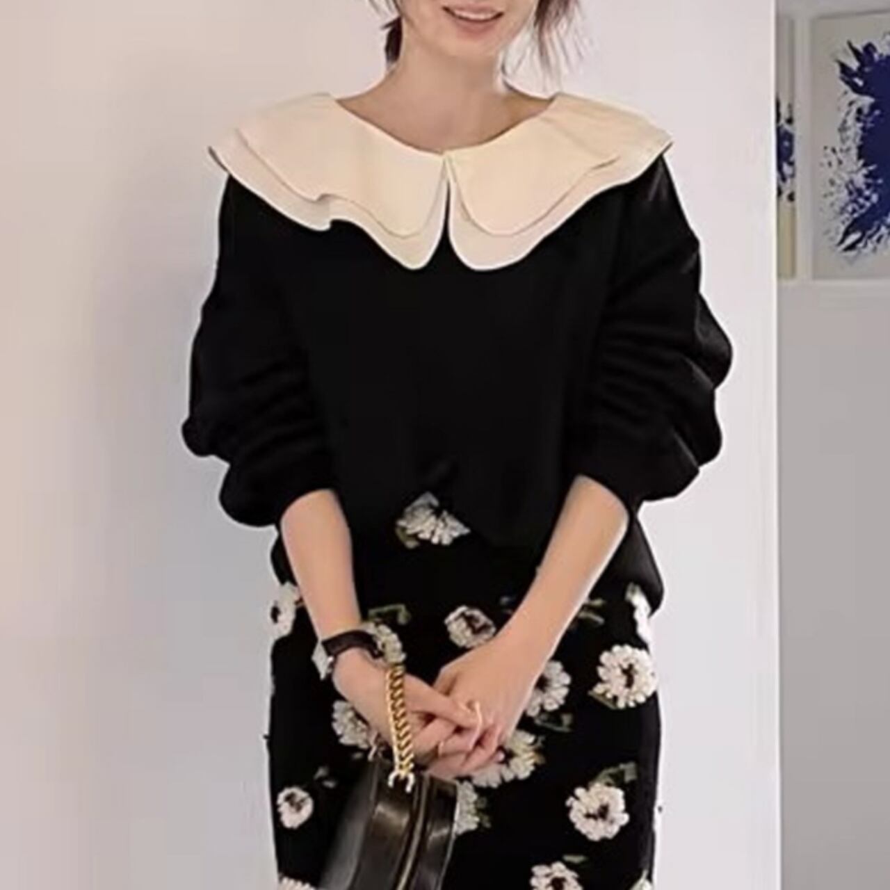 フリルカラー ルーズ プルオーバー