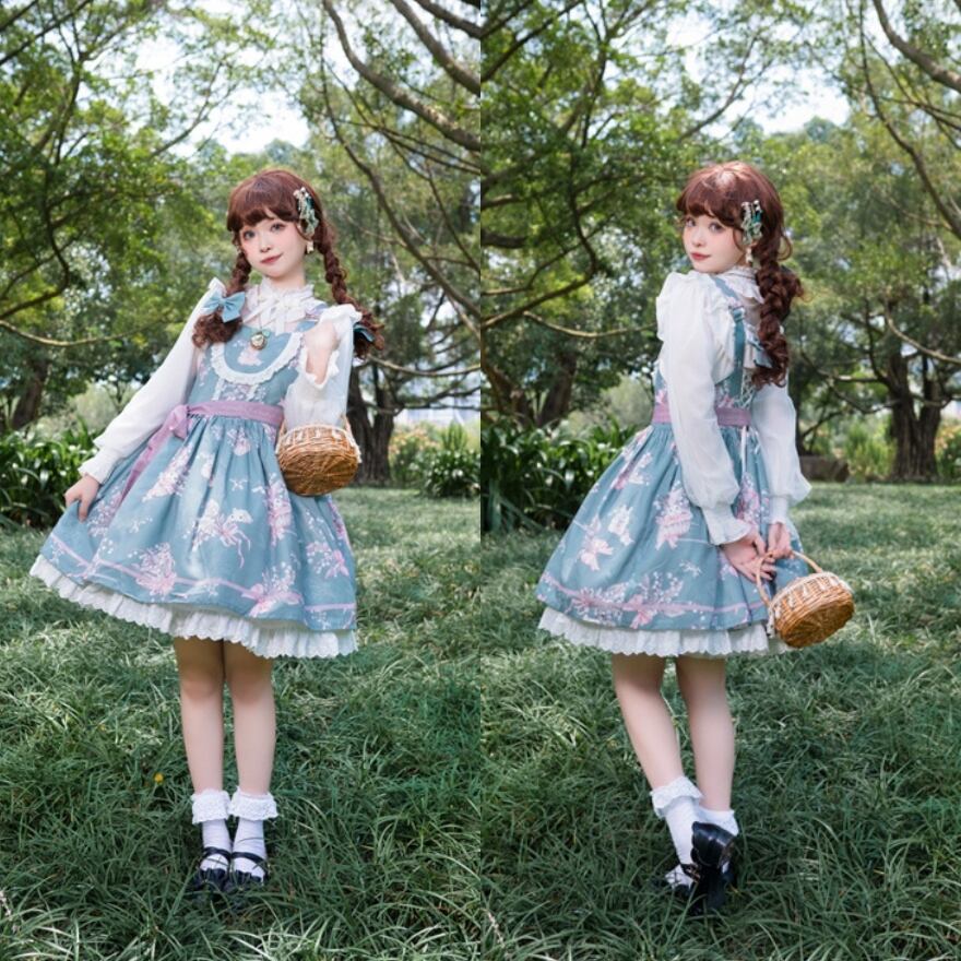 スイートロリータ JSK うさぎ 花柄 プリント ガーリー おしゃれ増し