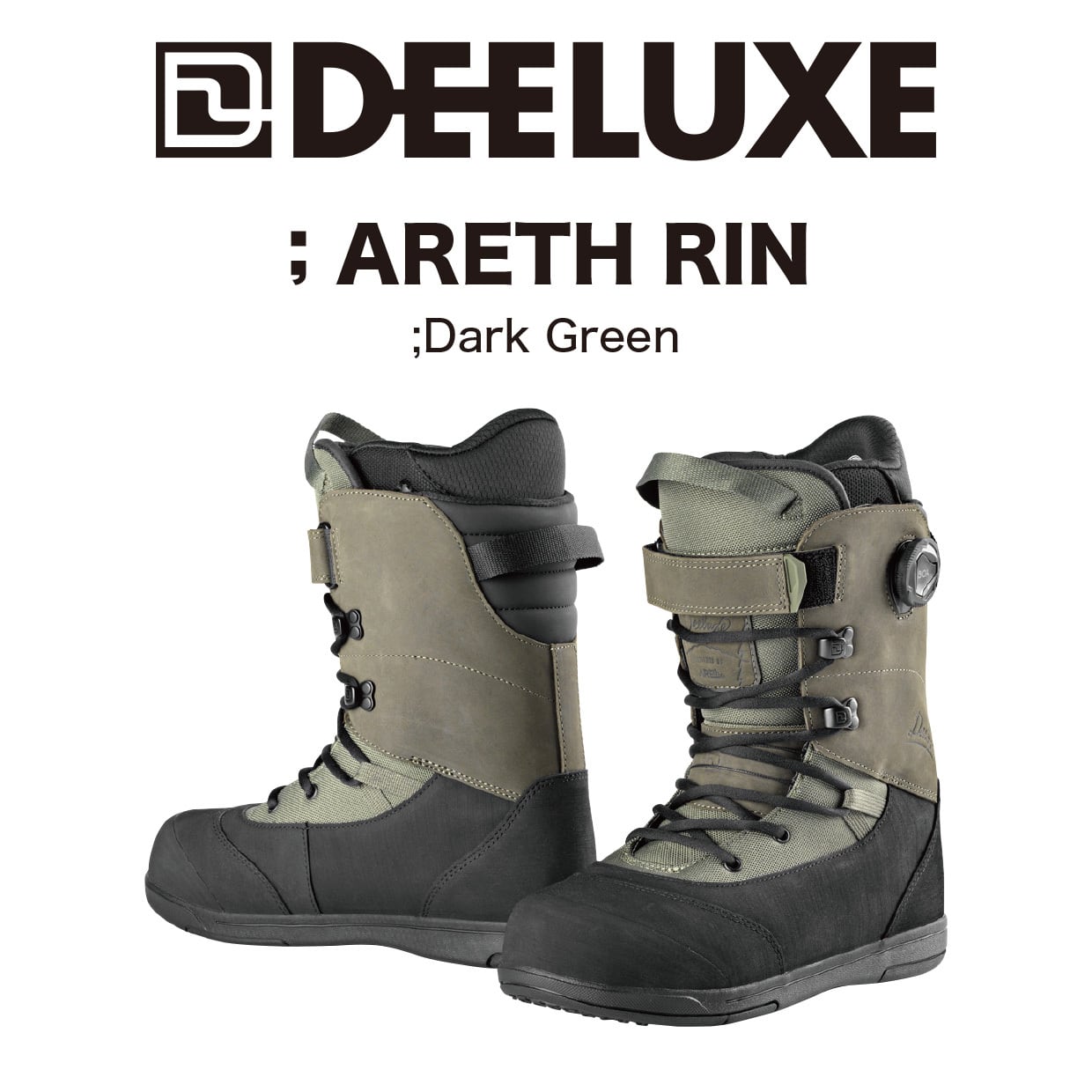 23-24年モデル DEELUXE .『 ARETH RIN 』. Dark Green . ディーラックス .　 アースリン .　 ダークグリーン  .　 カービング .　 パーク .　 パウダー .　 グラトリ .　 フリーラン .　 スノーボード .　 ブーツ