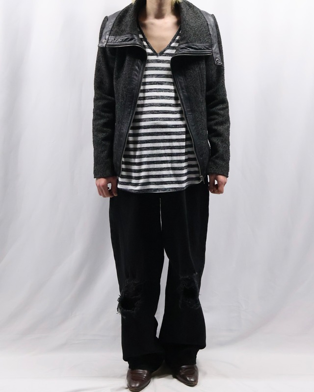 high neck tweed zip up blouson
