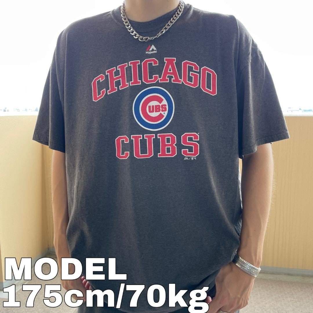 マジェスティック シカゴカブス プリントTシャツ MLB 2XL グレー 赤 青