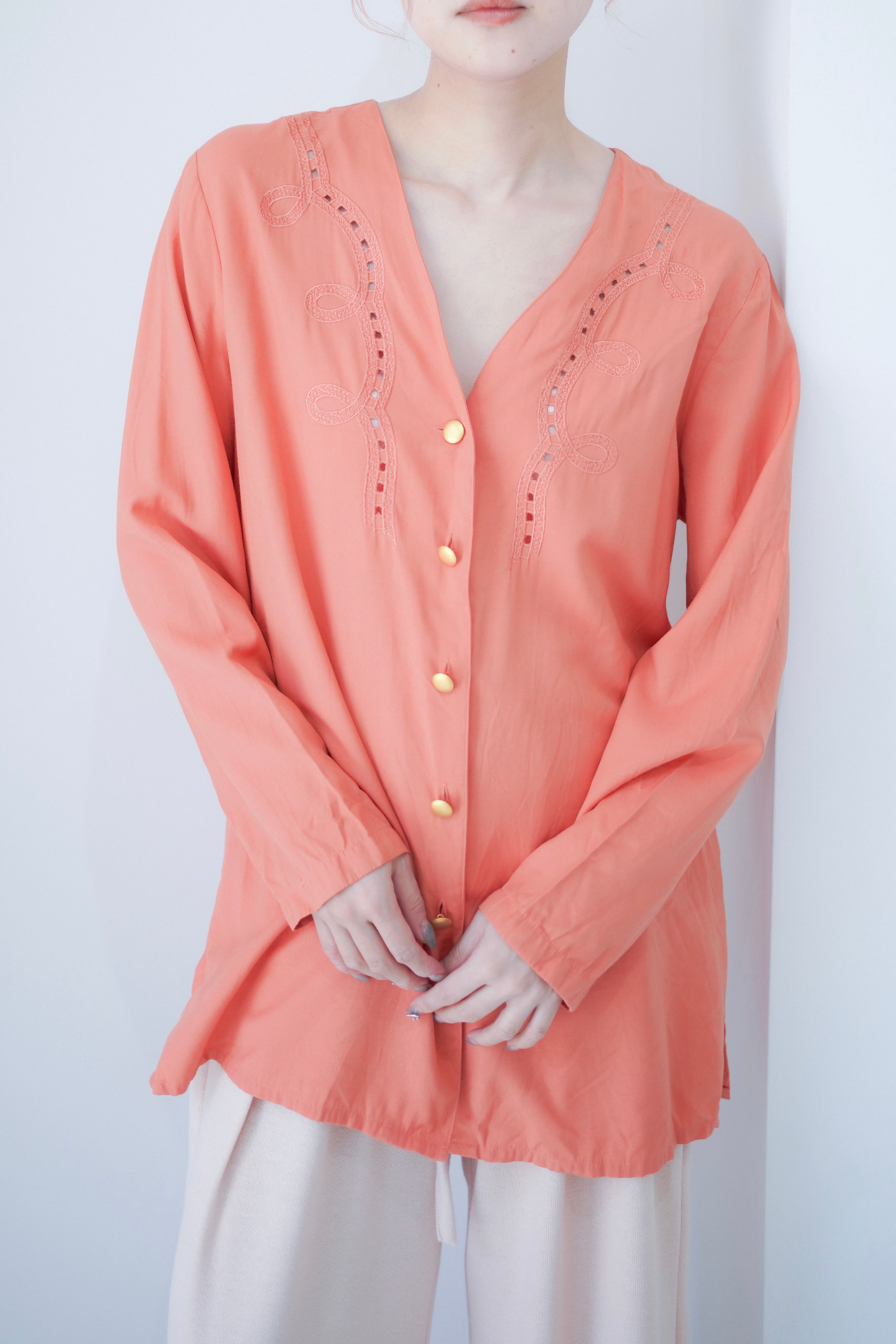 orange embroidery shirt