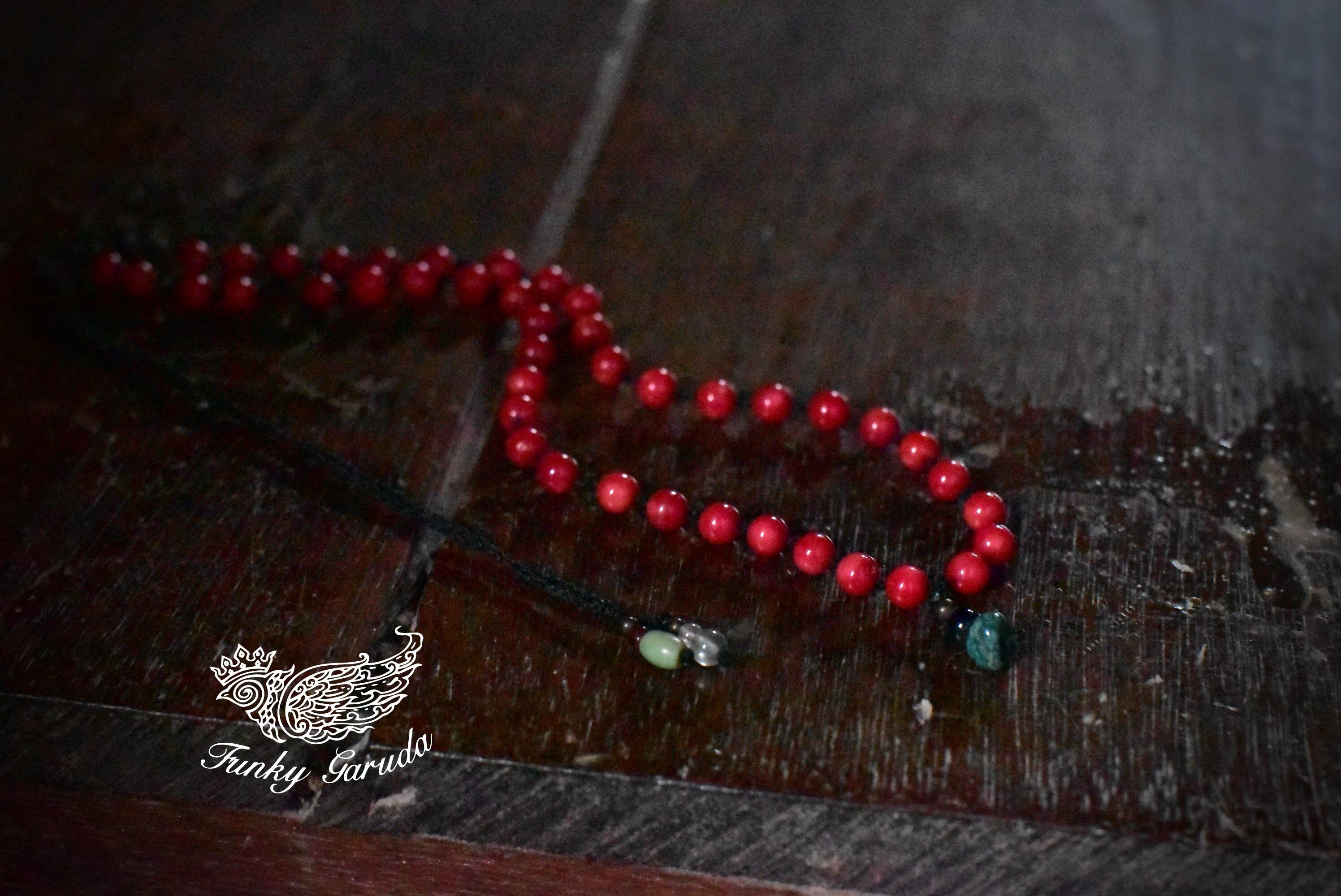 真赤な首飾り★レッドコーラルビーズ ネックレス co001