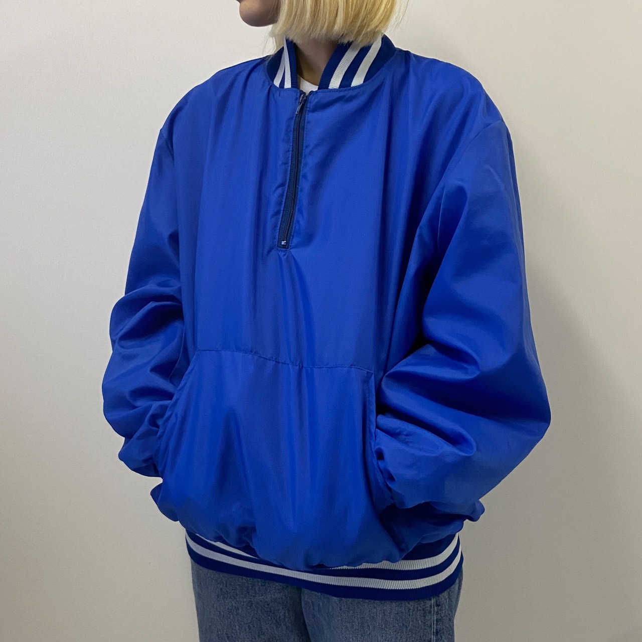 90年代 USA製 NEFF プルオーバー ハーフジップ 無地 ナイロン 