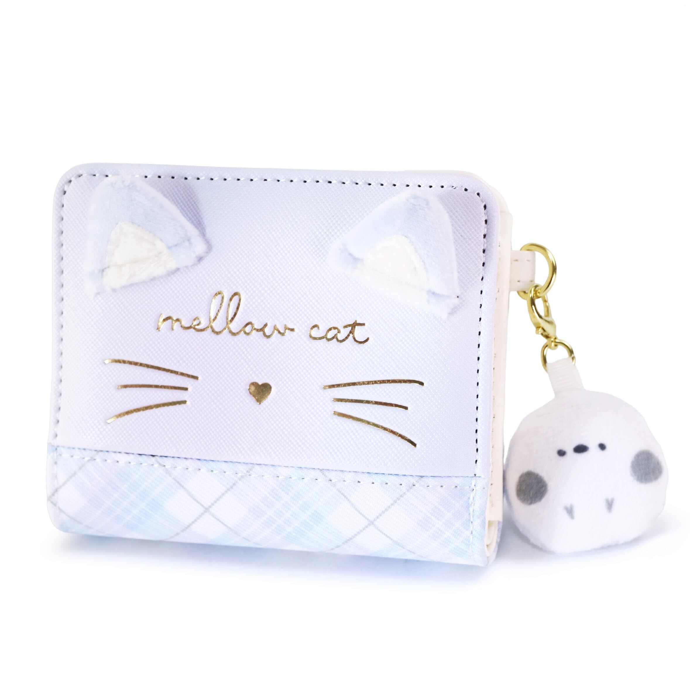 特価セール】ミニ財布 2つ折り ネコ耳 シマエナガ ポンポン 財布 猫