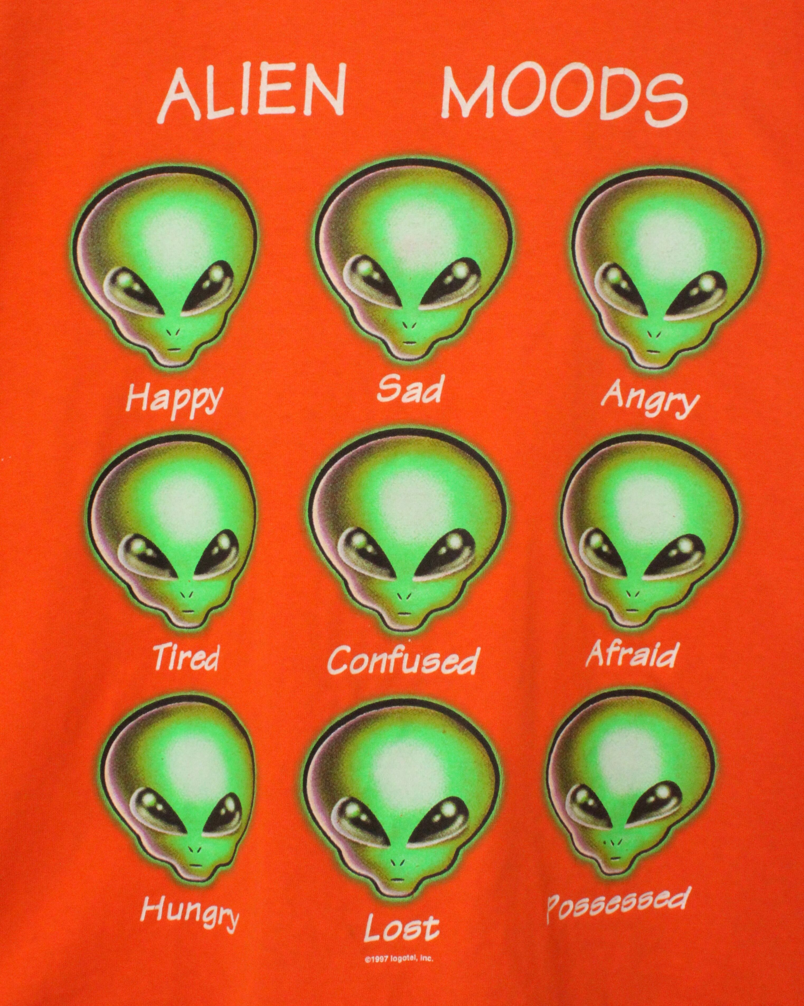 90s LOGOTEL "ALIEN MOODS" S/S Print Tee USA製