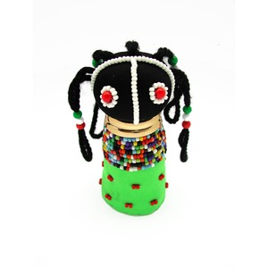 ンデベレ ラスタ人形 S 黄緑 Ndebele Doll Rasta Half Beaded Small Yellow-green 南アフリカ製 Made in South Africa