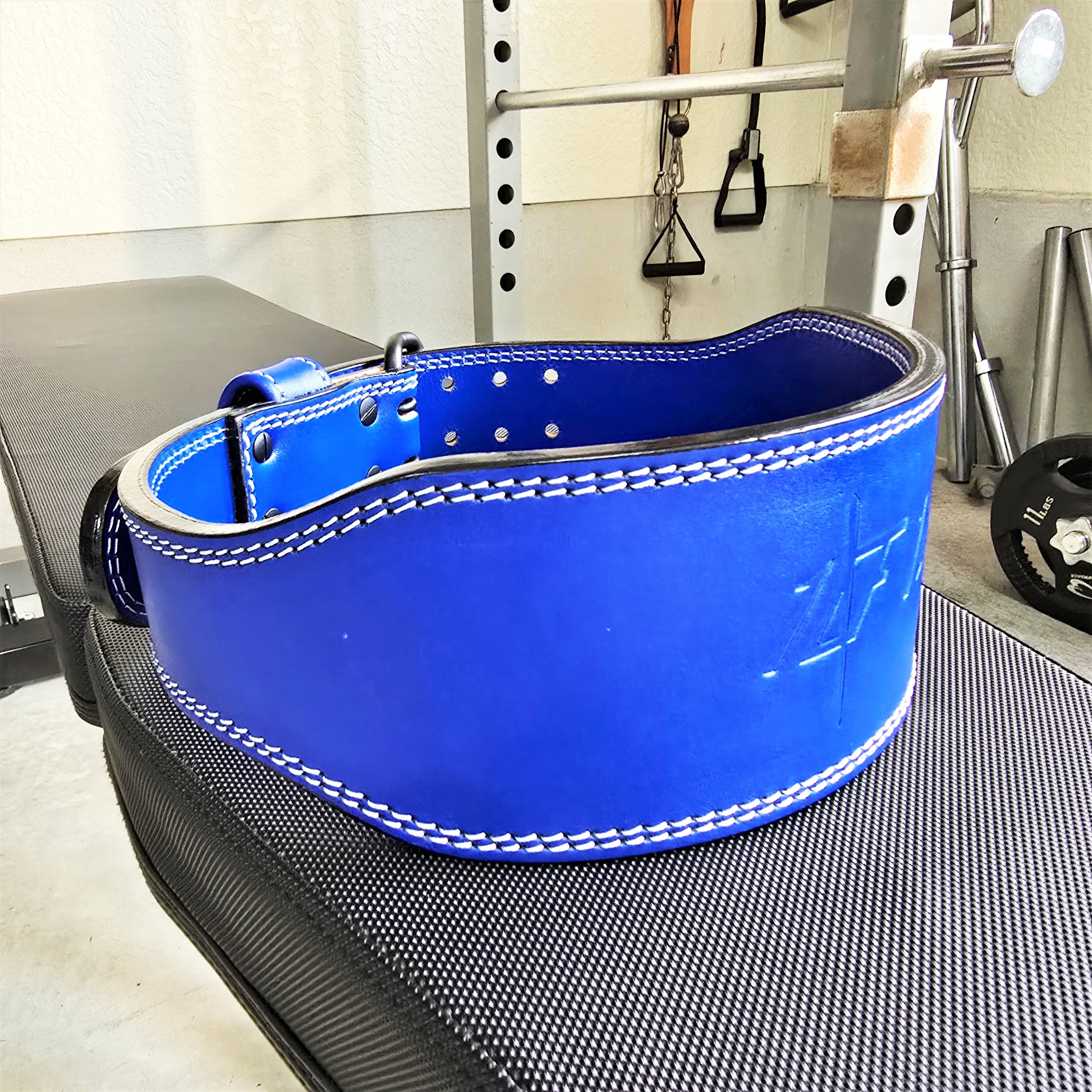 青 レザー トレーニング・パワーベルト 10FIT レバーアクションベルト パワーベルト リフティングベルト