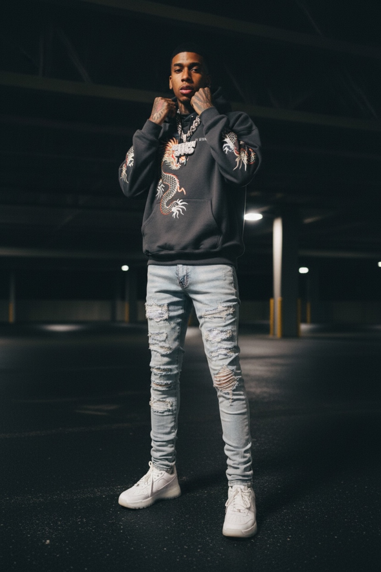 high street  damage stone denim【ES012】 - 2