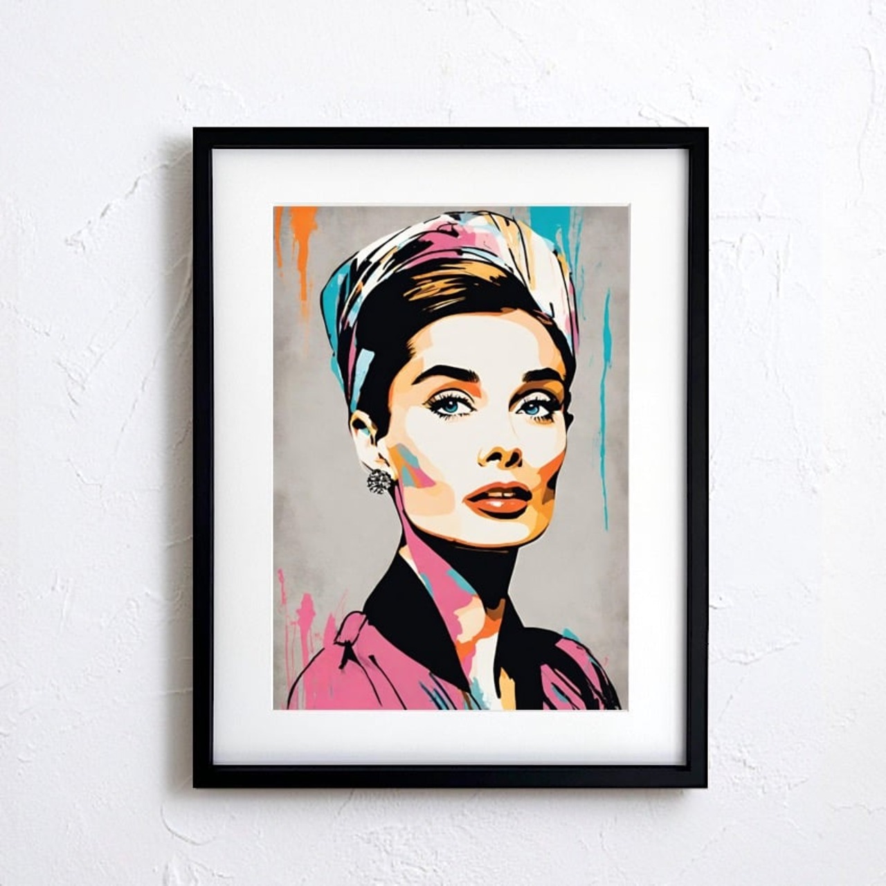Audrey Hepburn|鮮やかな抽象表現で描く現代アートポスター||空間を華やかに彩る名作デザインA2ポスター