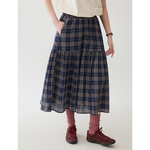plaid tiered long skirt