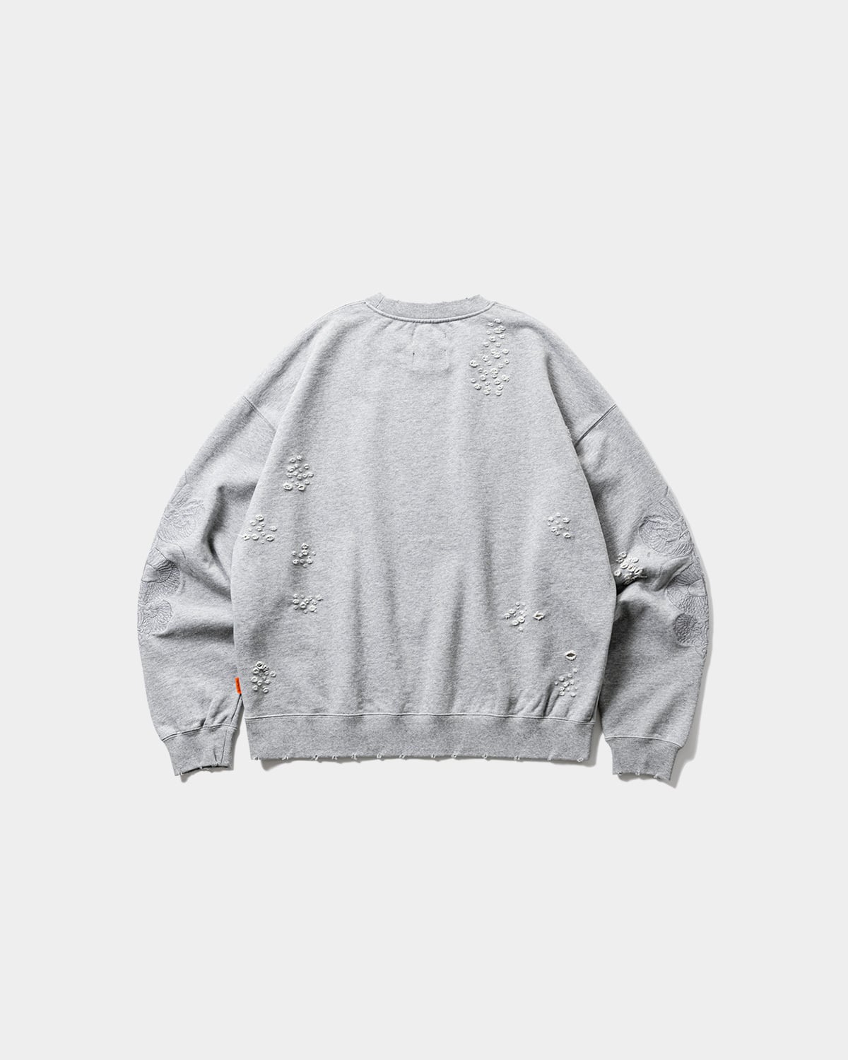 DELUXE x TIGHTBOOTH - DAMAGE CREW SWEAT GRAY | stashstore