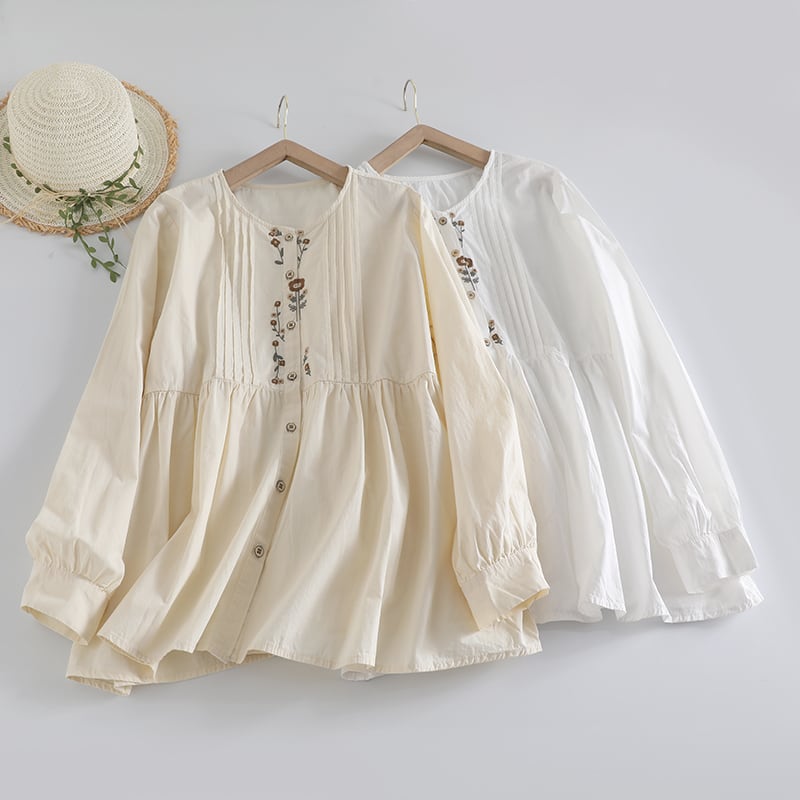 刺繍入りブラウスシャツ M1351