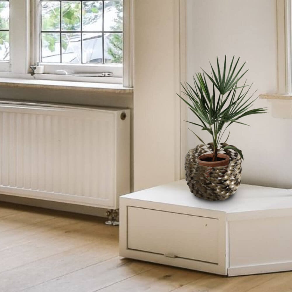 モダンアイアンプランター Lサイズ(ゴールド)|5号鉢対応