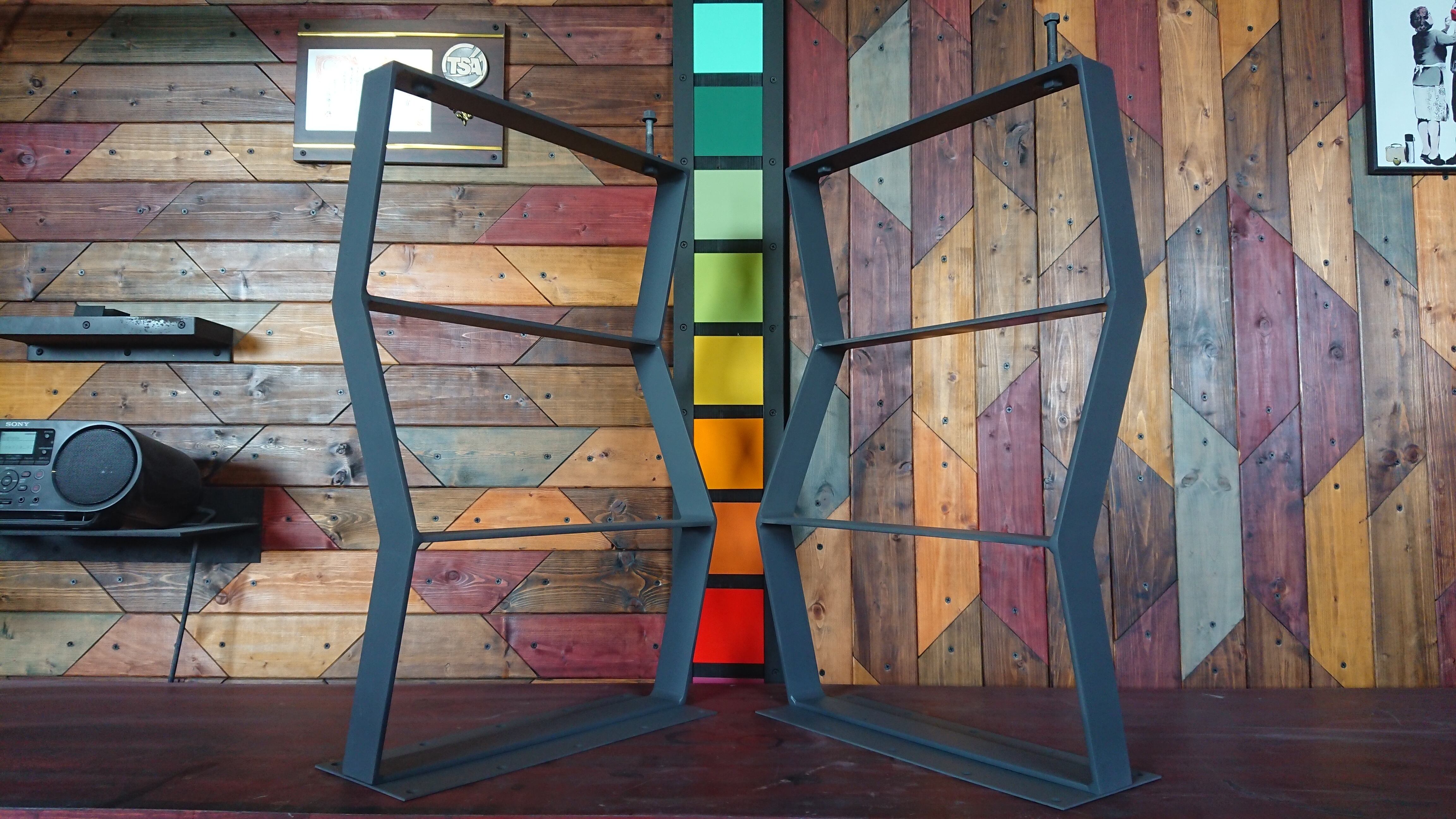 マットグレーでアイアンな極太鉄脚♪ 50×150×650mm 己型 4脚ver  