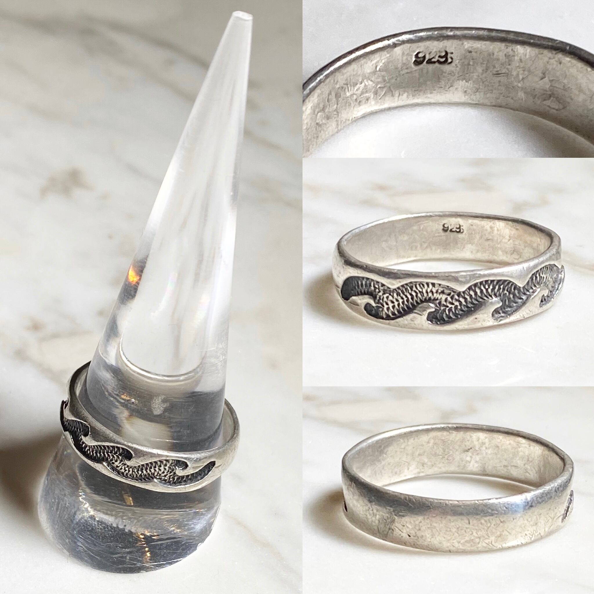 vintage silver wave motif engraving ring | NOIR ONLINE powered by BASE