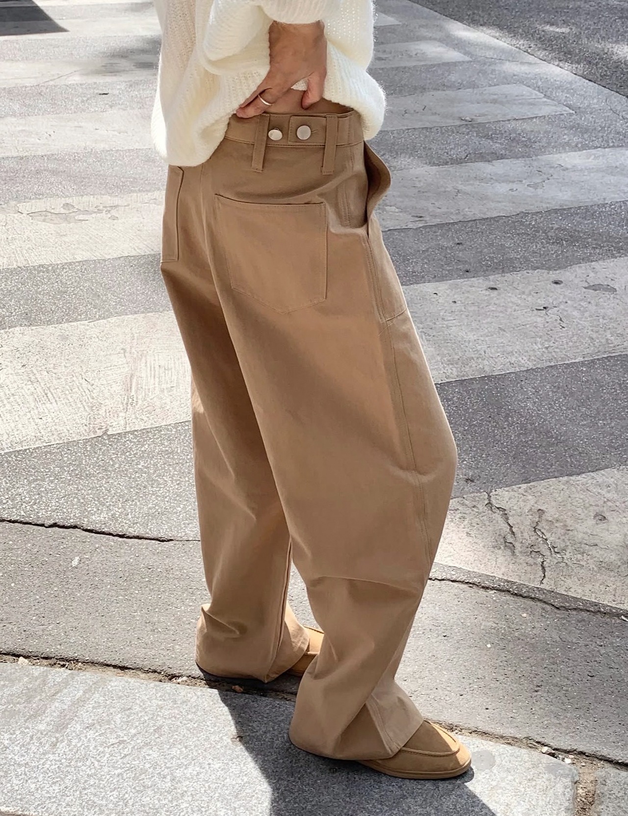 【新作5％OFF・3日間】Belt-Button Cotton Pants_2colors