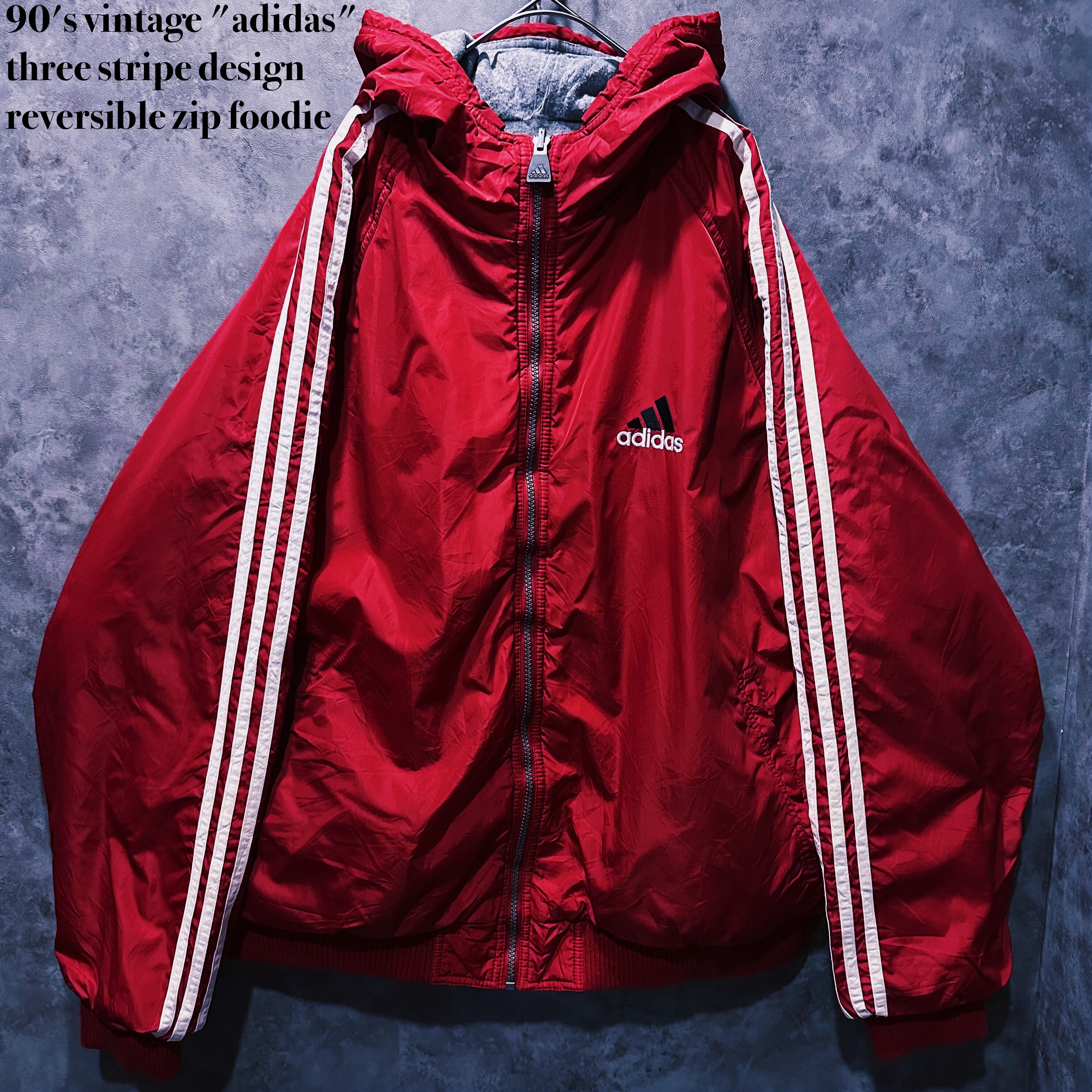 【 doppio】90's vintage "adidas" three stripe design reversible zip foodie