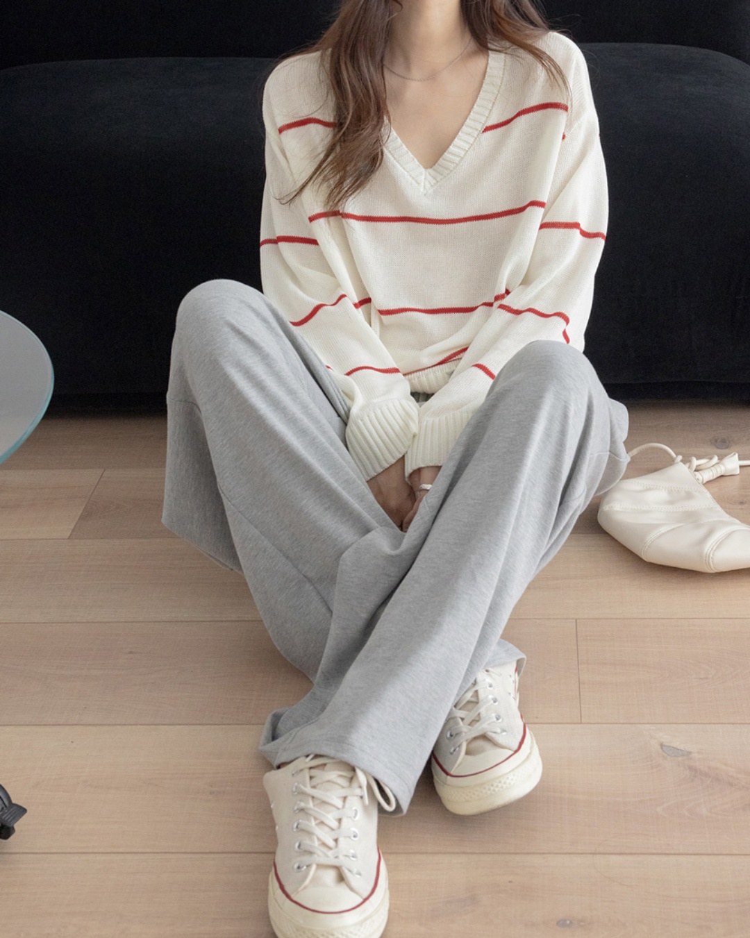 Draped straight knit Pants T20068