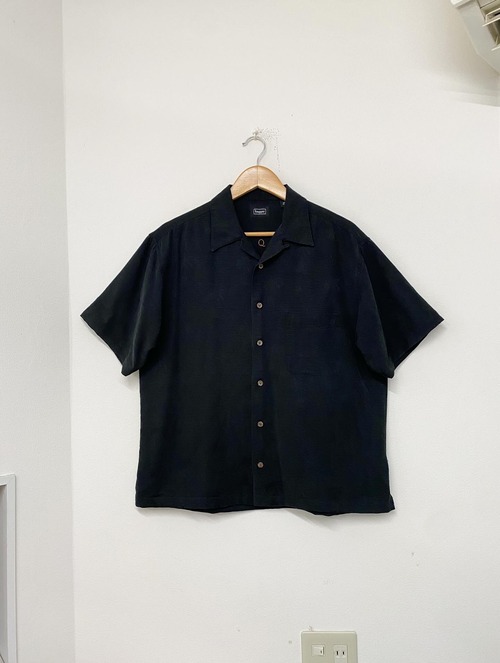 90s haggar Silk Jacquard Short Sleeve Shirt/L-XL