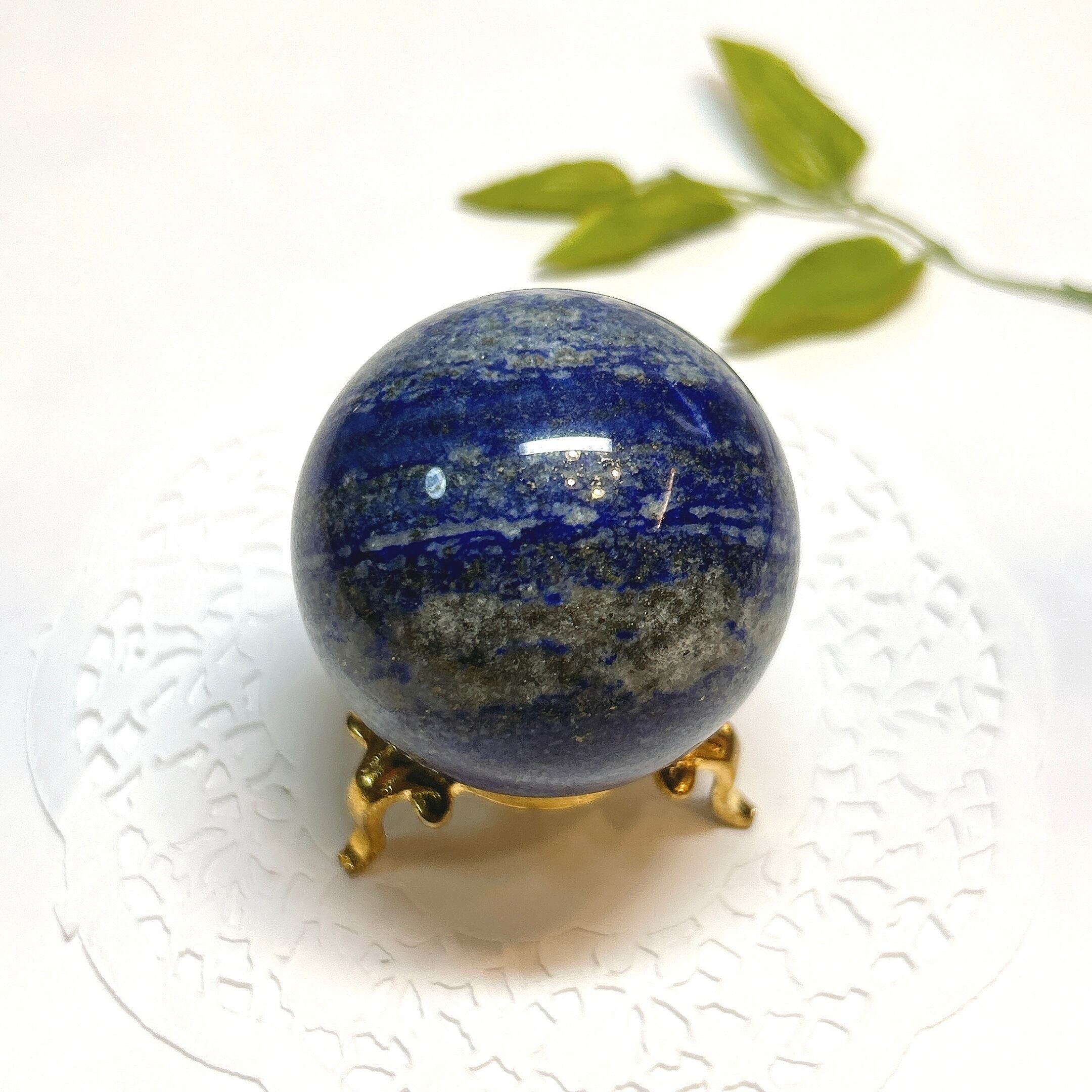 17902】 ラピスラズリ 球 47㎜ ラピスラズリ球 スフィア 黄鉄鉱