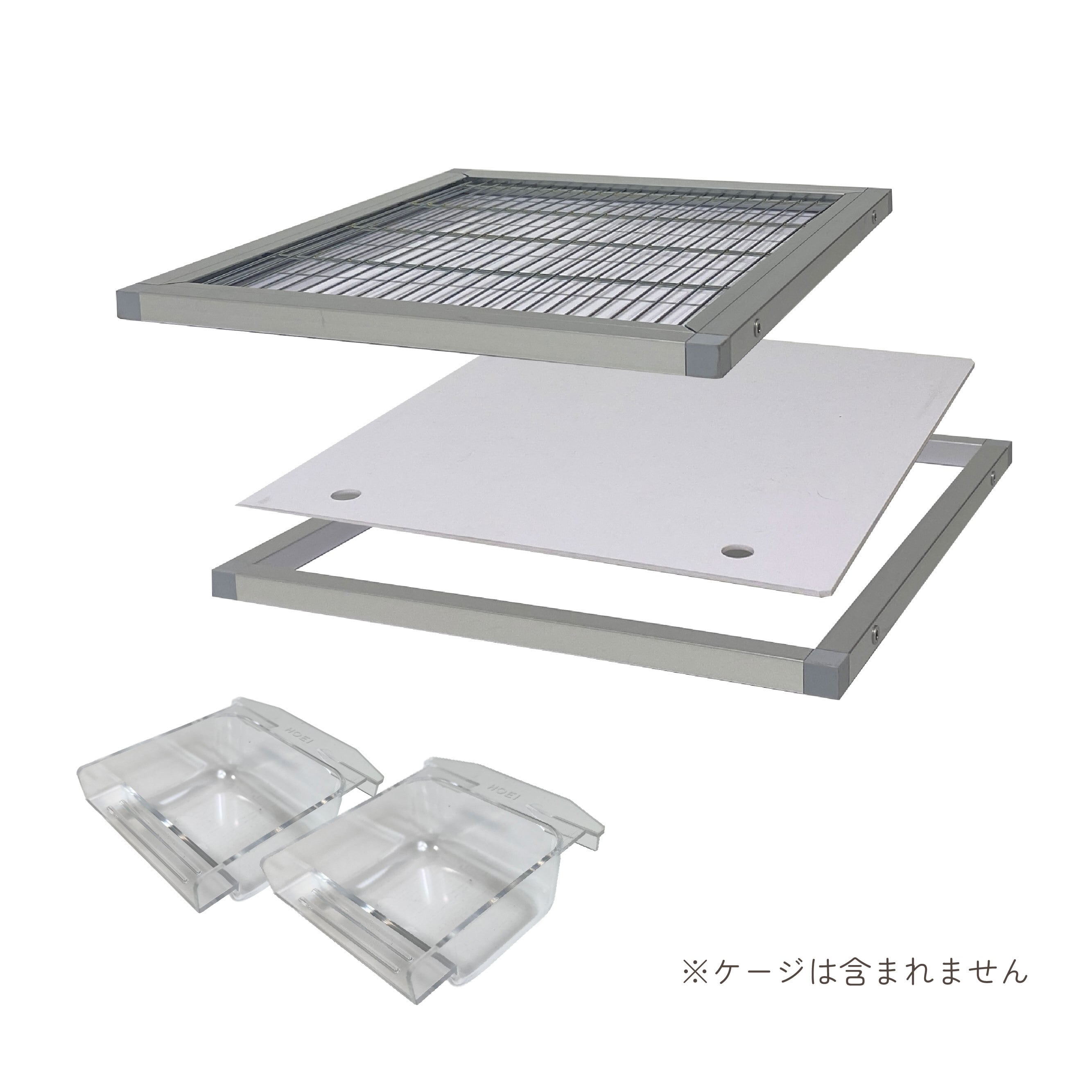 くつろぎルーフ（メッキ）/ステージ+35クリアカップ浅型 | 鳥かご