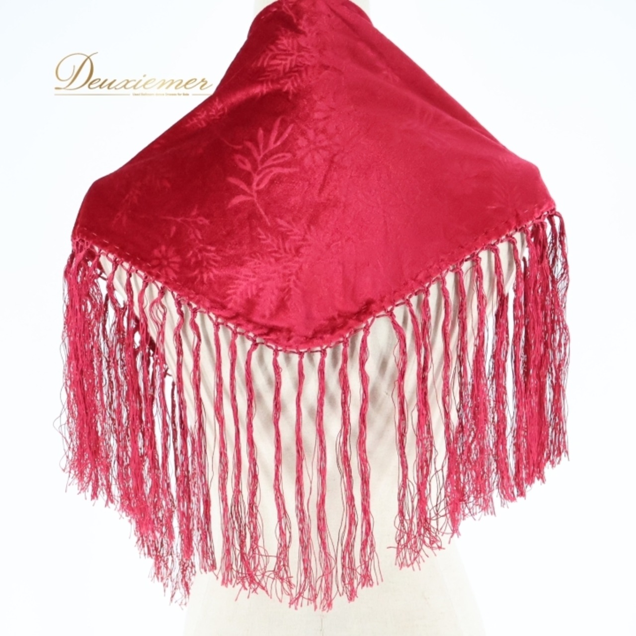 フラメンコ 衣装 シージョ ピキージョ 小物 レッド系 赤 トライアングル フレコ ダンス 柄 模様 ベロア 三角形 発表会 イベント コスチューム フラメンコダンス 舞台衣装 伝統衣装 おしゃれ 赤色 発表会用 ダンス小物 フリンジ ダンス練習 イベント用