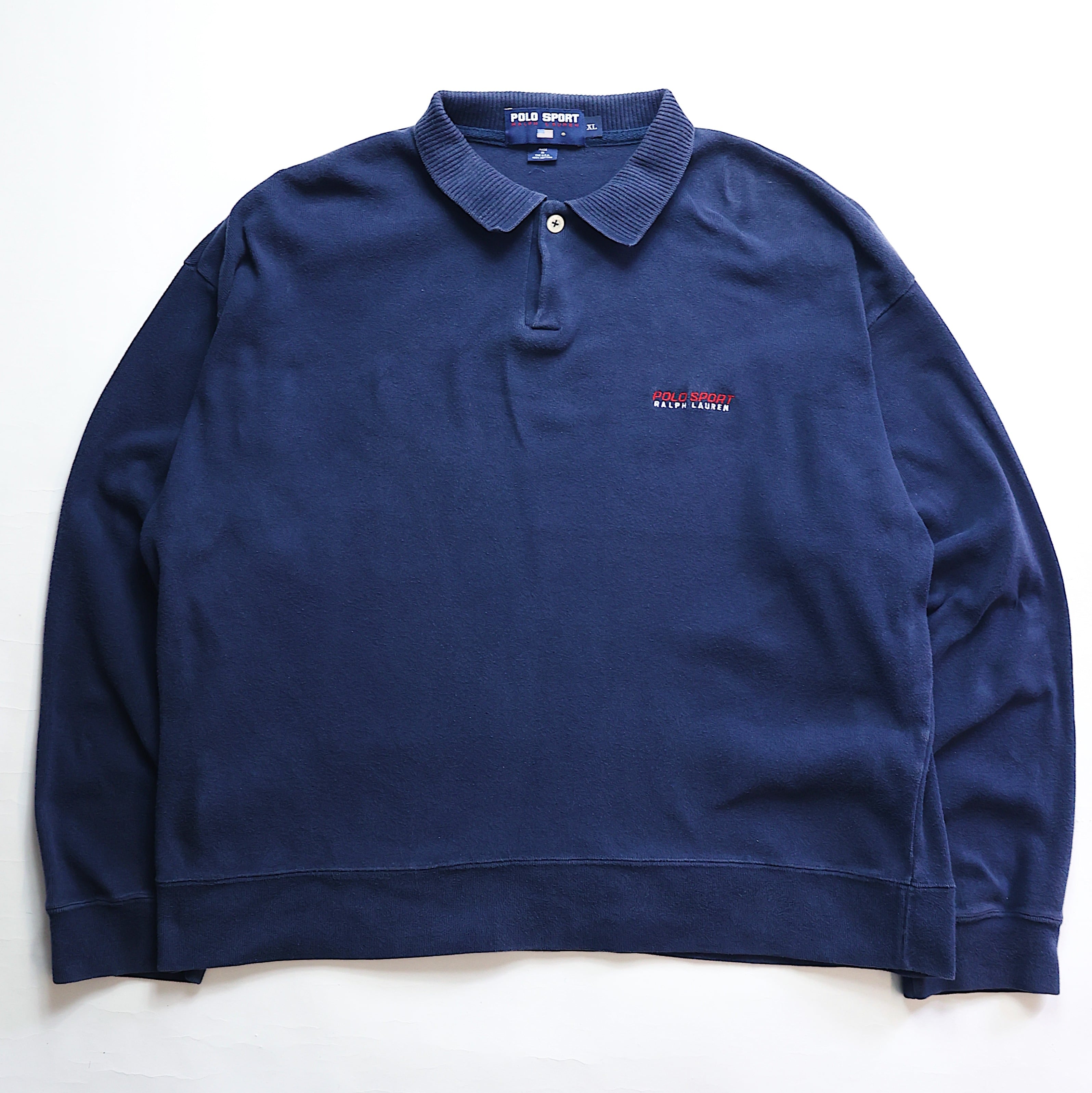 90S POLO SPORT COTTON L/S SWEAT POLO SHIRT