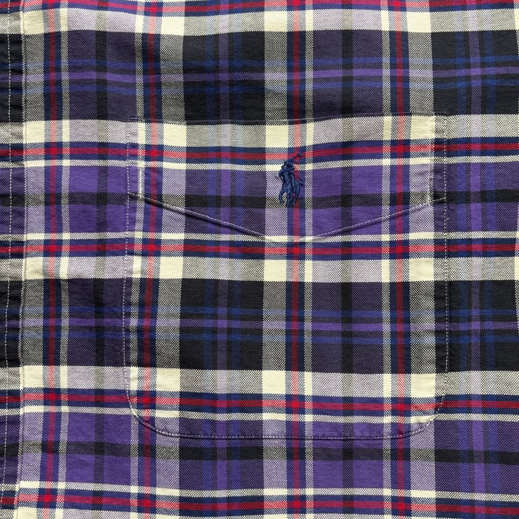 90s Polo Ralph Lauren BIG SHIRT 半袖 ボタンダウン チェックシャツ L