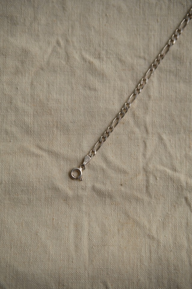 Utah／vintage 925 silver figaro link chain bracelet／made in italy