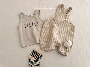 【valu bebe】マルチストライプロンパース ベージュ 70〜80cm