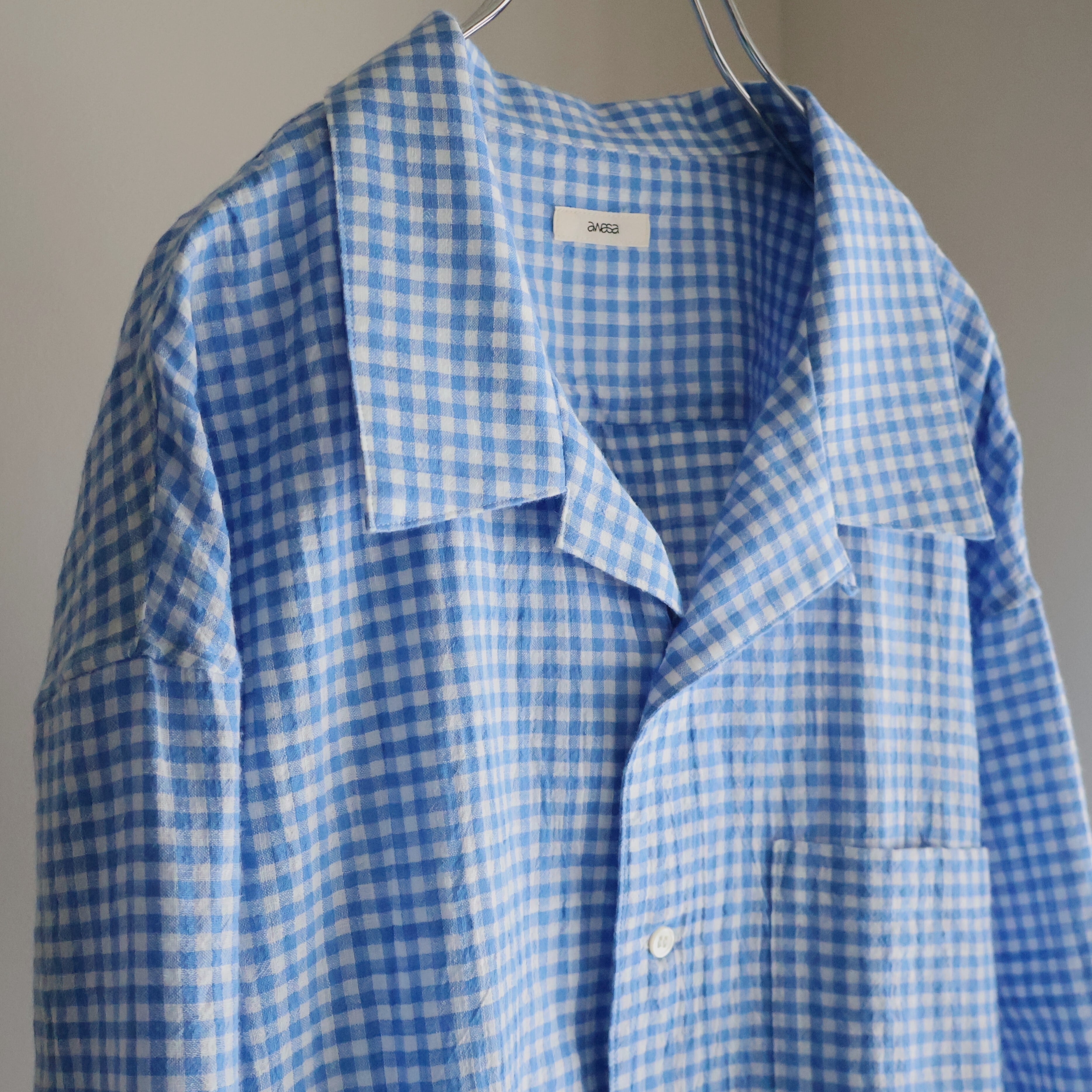 awasa “ open collar s/s check shirt ( Check )” | H.inch