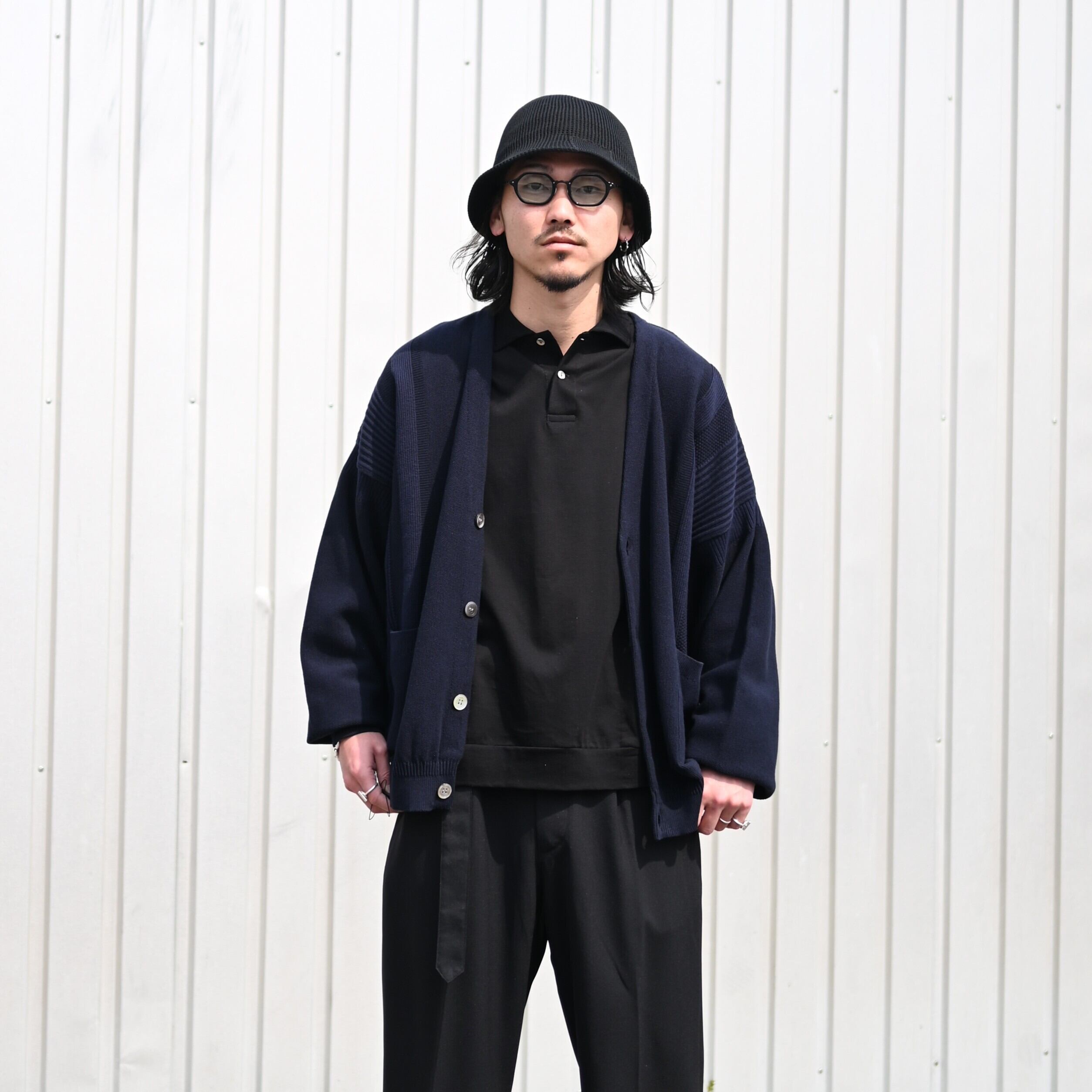 YASHIKI(ヤシキ）Shunko Cardiganネイビー、インテリムロングポロ