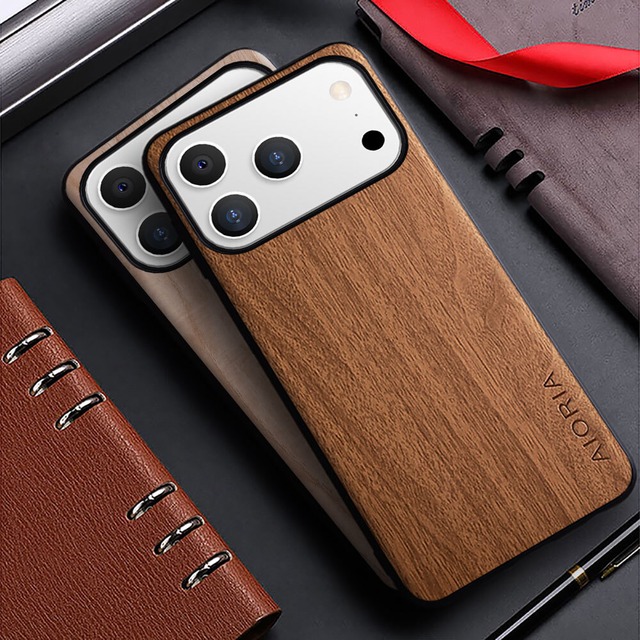 ◆iPhone 17/16/15/14/13/Pro/Pro Max/Plus/Air◆ Wood Design Leather Case / ウッド デザイン レザー スマホケース