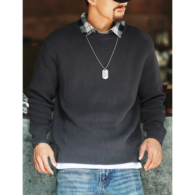 waffle round-neck knit A1441