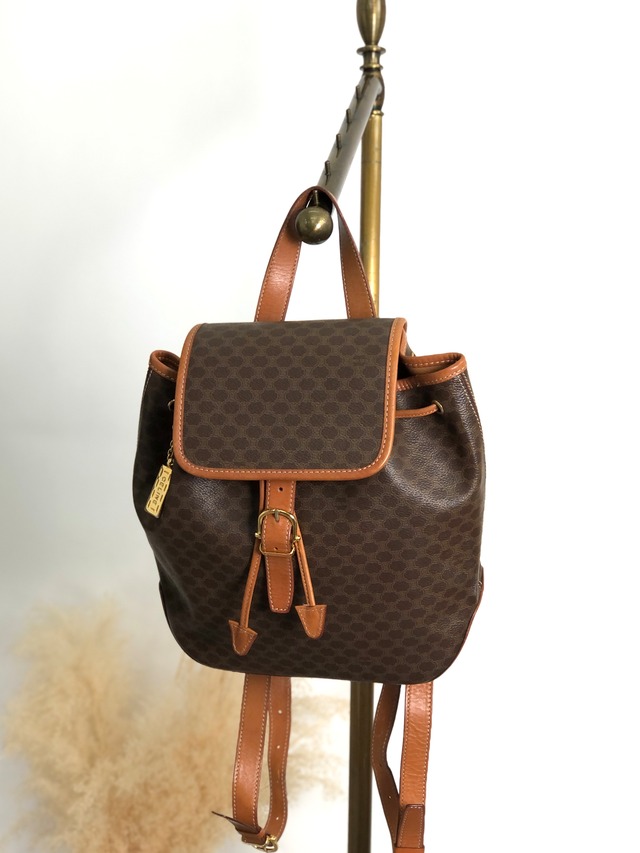 CELINE セリーヌ マカダム ショルダーバッグ ブラウン ブラゾン型押し  