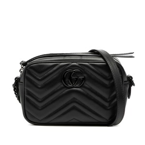 グッチ GGマーモント ミニ カメラバッグ ショルダーバッグ 634936 ブラック レザー レディース GUCCI 【中古】