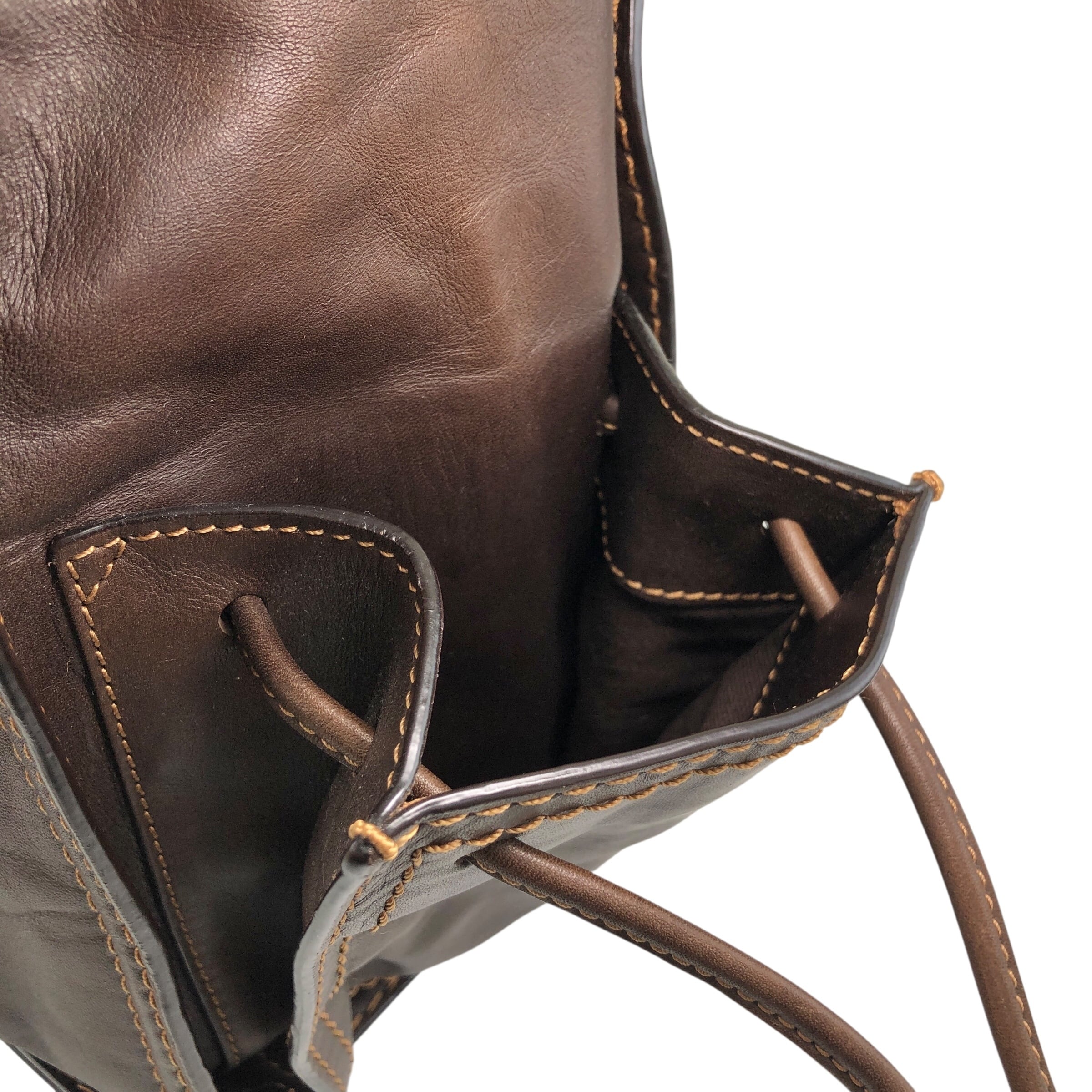 LOEWE ロエベ トートバッグ ブラウン ロゴ レザー チェーン vintage