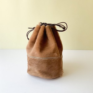 Arts & Crafts - Horse Fur Draw Strings Pouch / S - キャメル