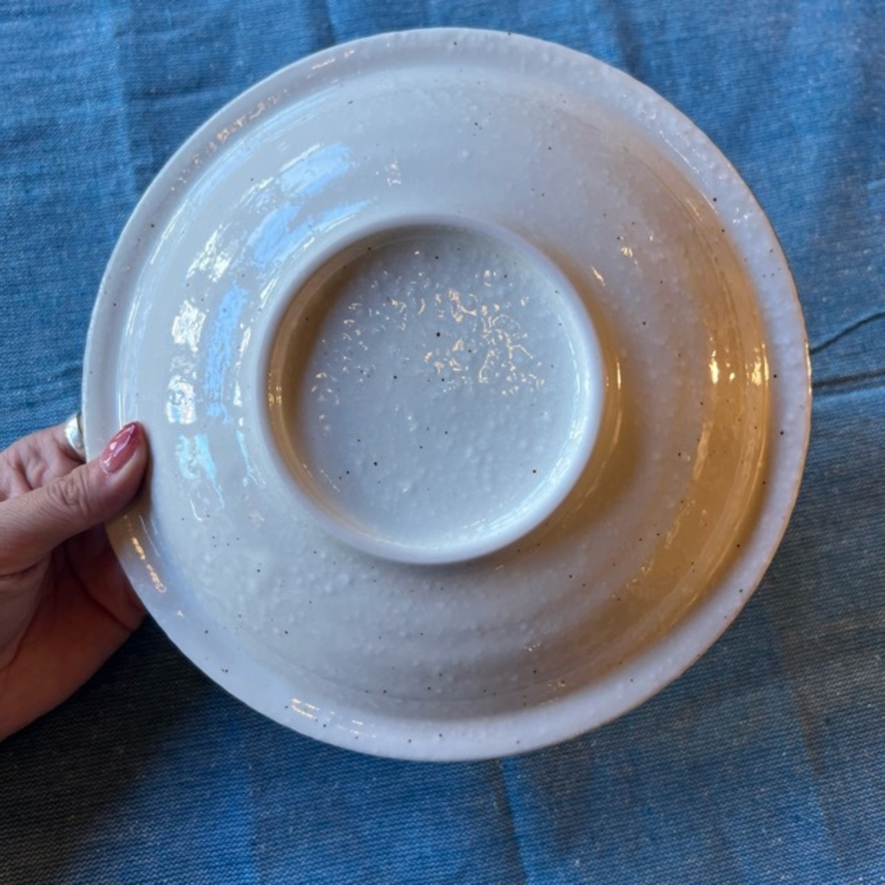 渕錆粉引スープ皿21.3cm　大皿 日本製 美濃焼 和食器　スープ皿　ナチュラル　　和　洋