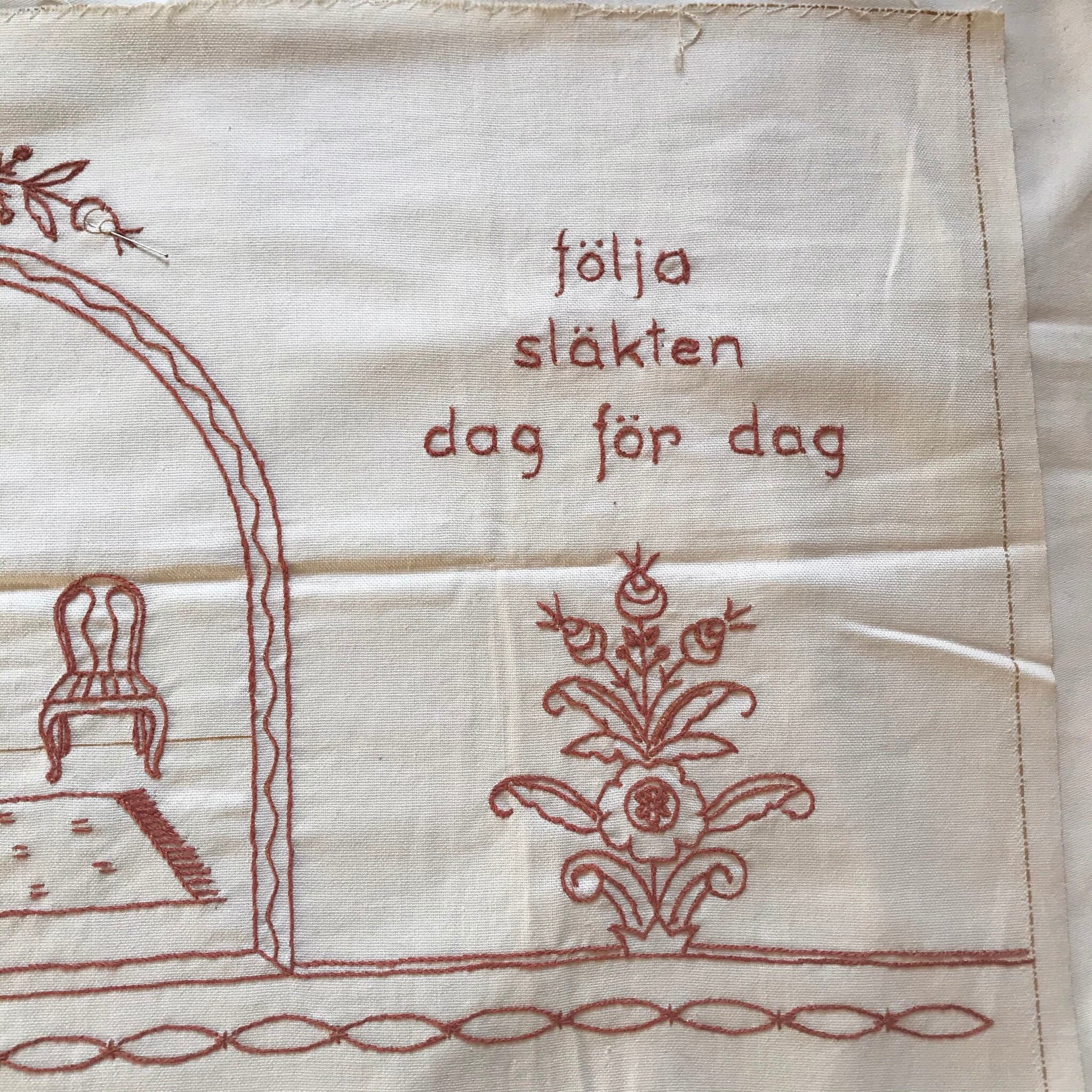 茶色の刺繍の布 | tsuitachi craft&brocante