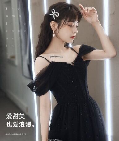 ウェディングドレス パニエ袖付き♡ 黒ブラックチュール　前撮り org.jpg