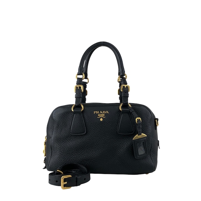 PRADA プラダ ショルダーバッグ ブラック ロゴ レザー 2WAY ボストン vintage ヴィンテージ オールド ws8uyb
