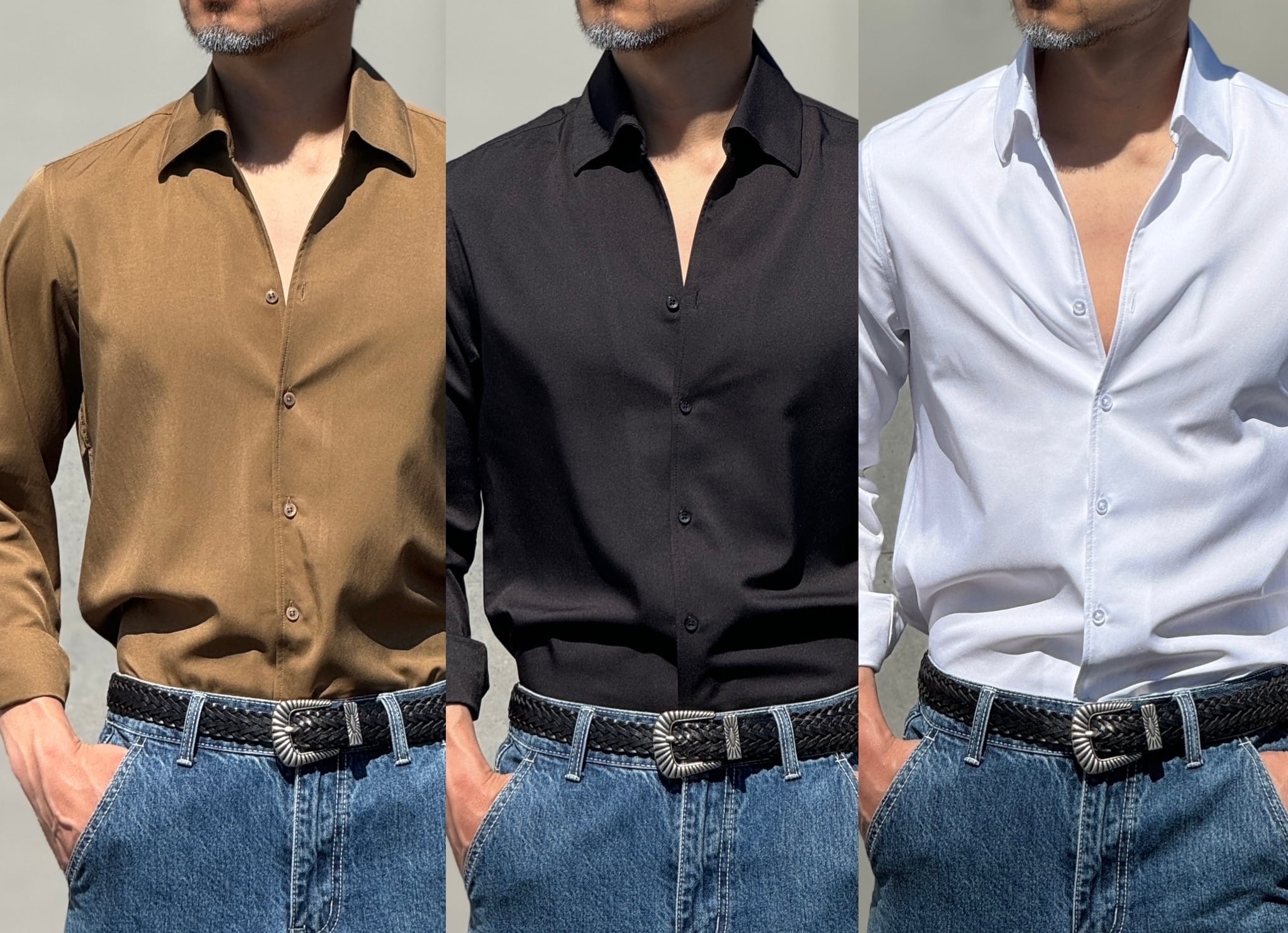 イタリアンカラーカジュアルシャツ