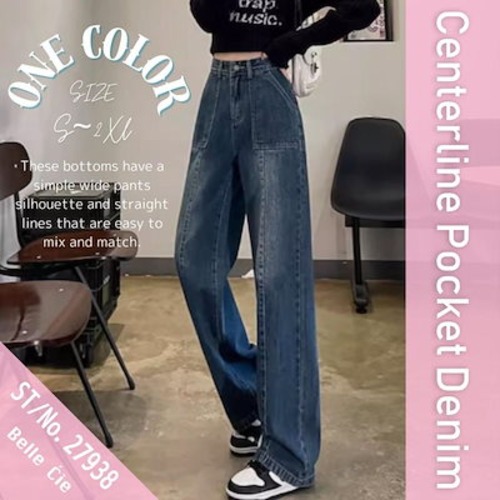 デニムパンツ ロングパンツ ワイド バギー ポケット ストレート レディース 韓国ファッション シンプル 大きいサイズ XXL 体型カバー シンプル