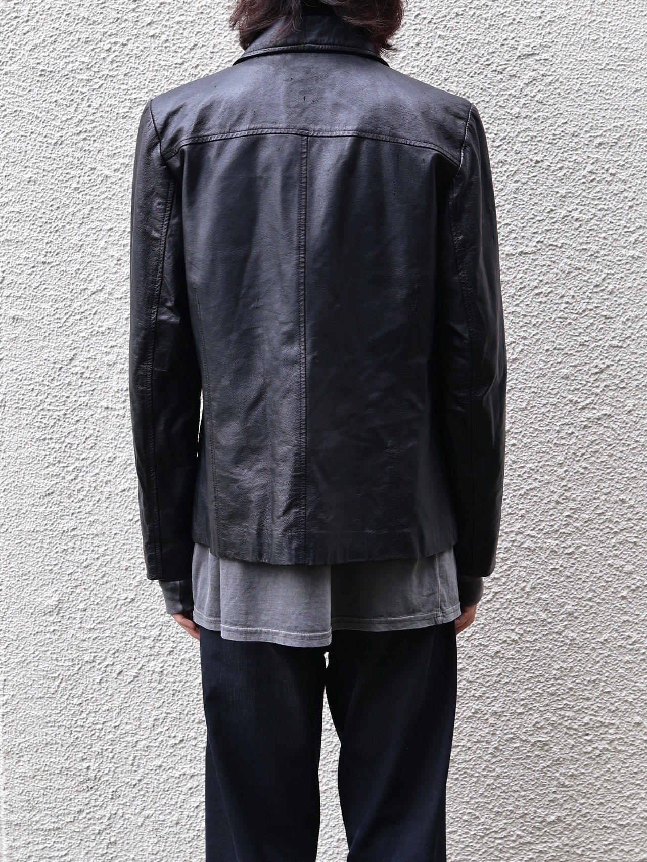 minimal zip up leather jacket