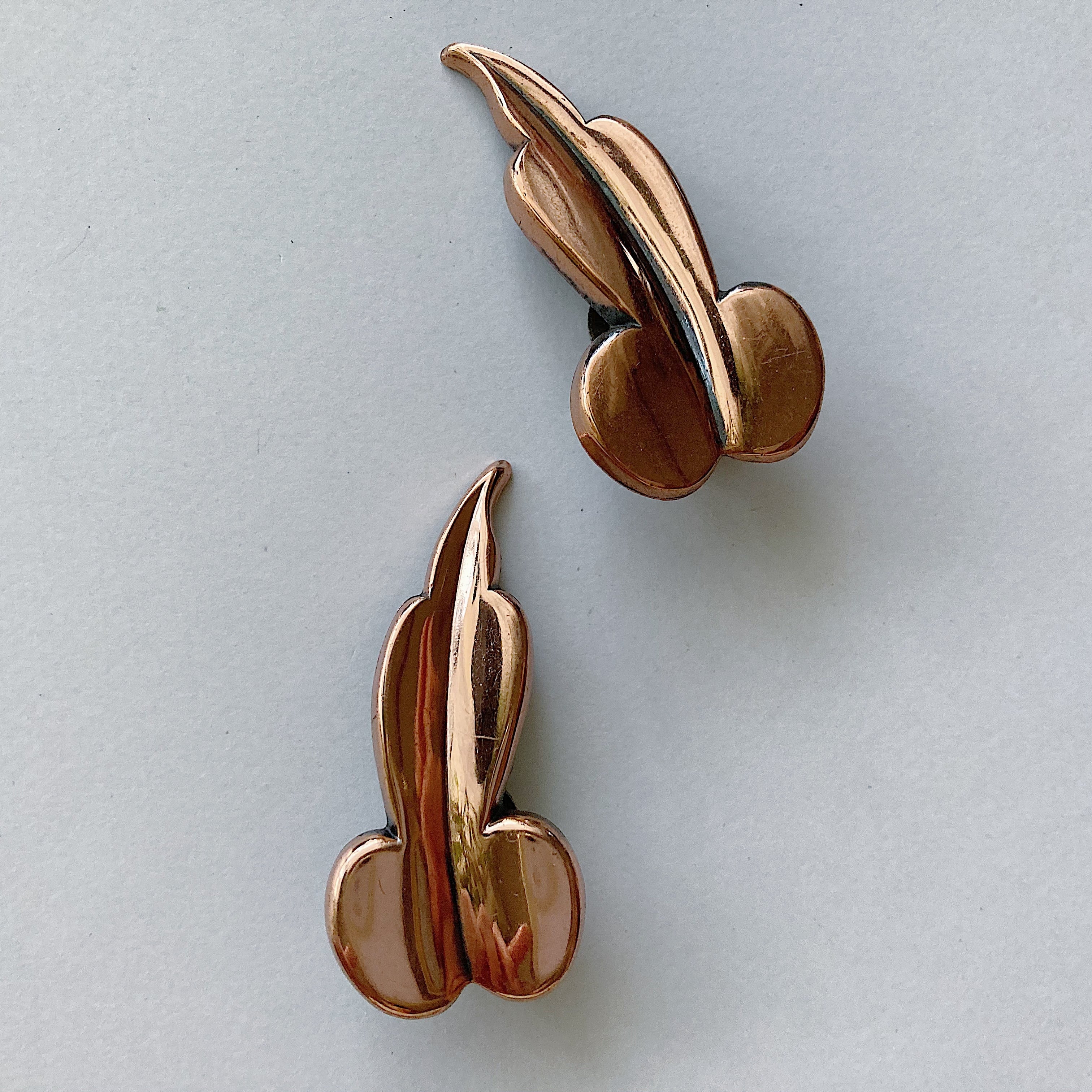 RENOIR Vintage 50s copper leaf earrings ヴィンテージ　50年代　ルノアール　コッパー　カッパー　銅　リーフ　 葉っぱ　イヤリング