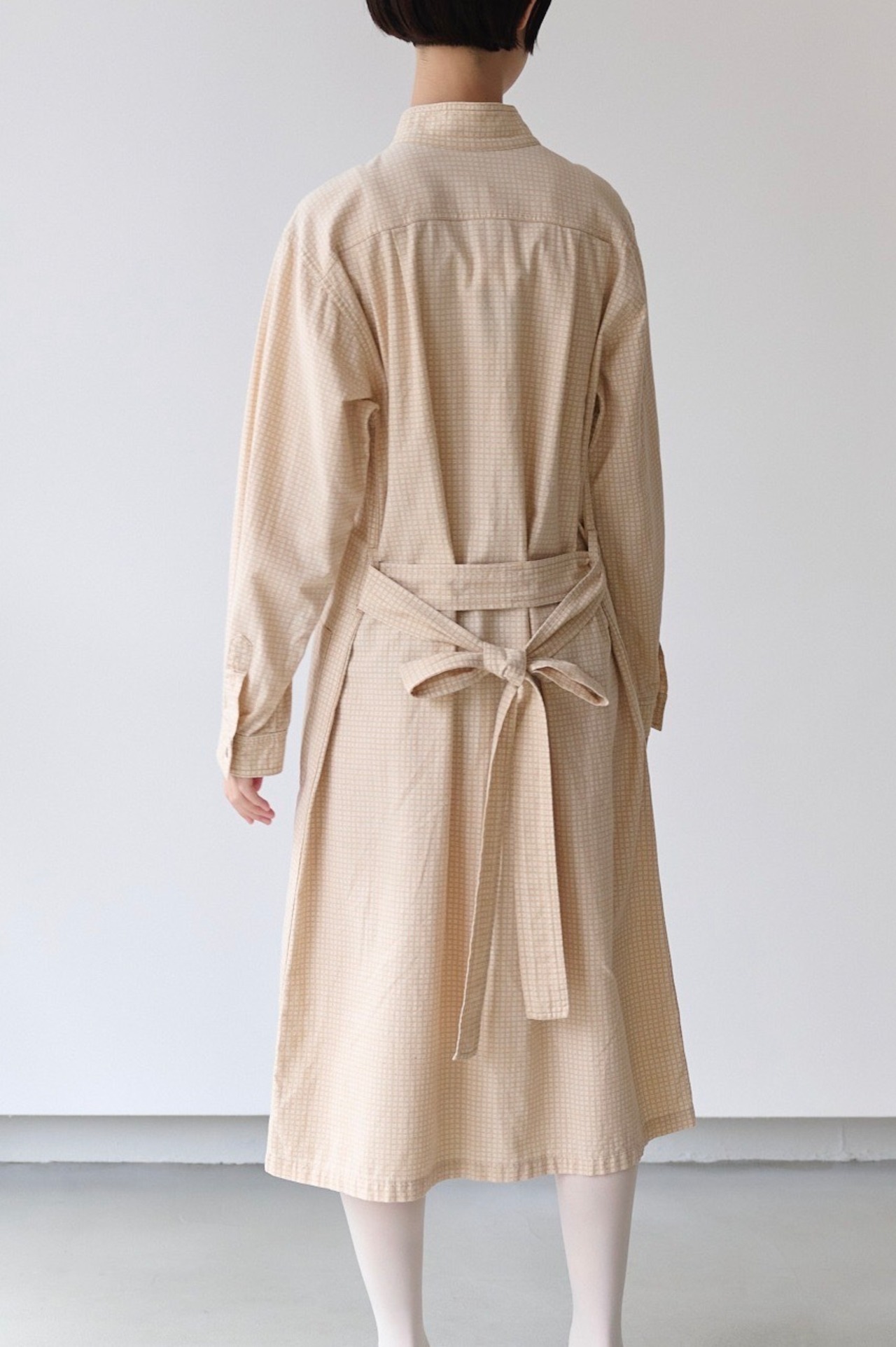 Vuokko geometric mini check belted shirt dress