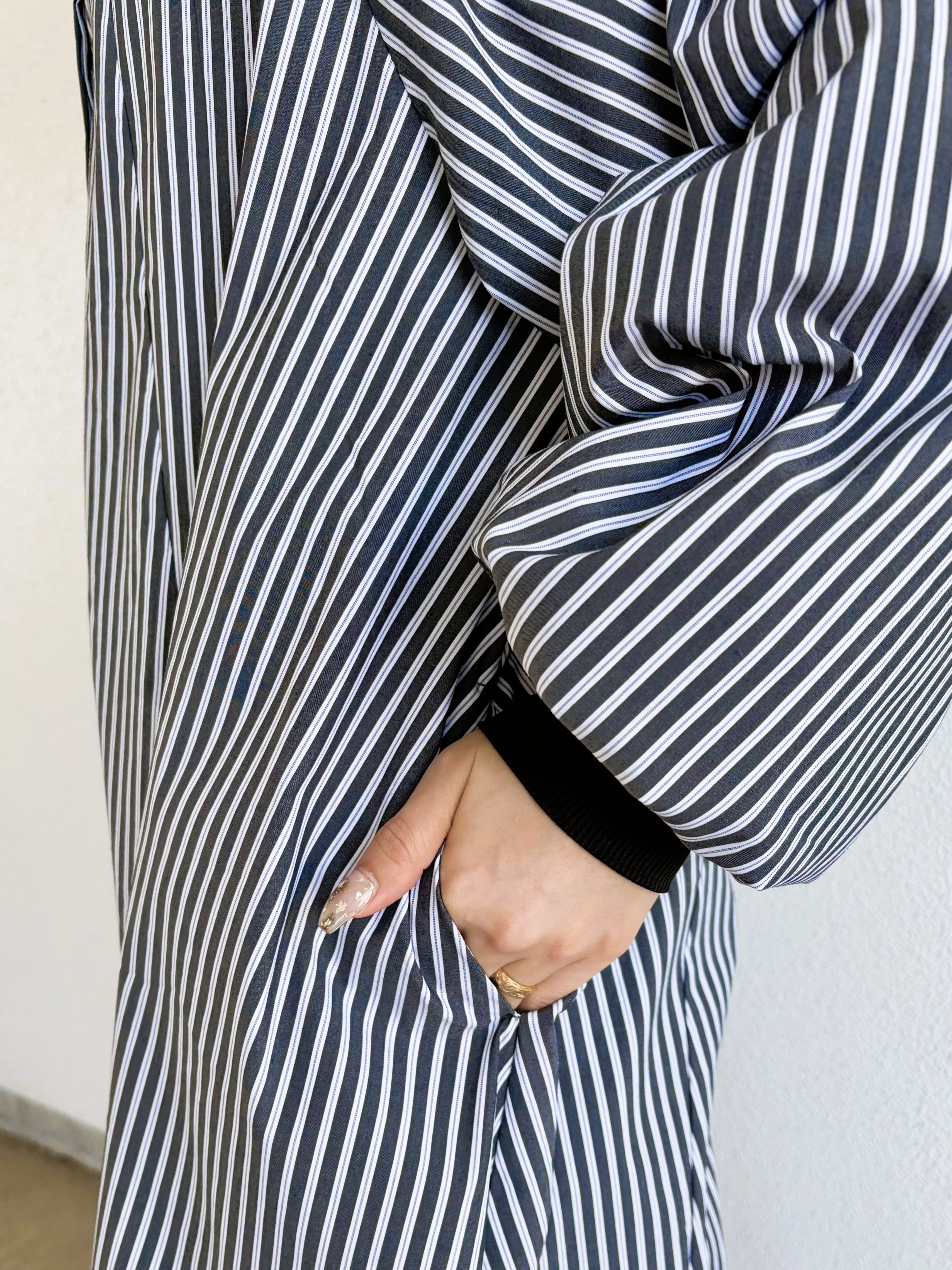よっち195新品 裏起毛で暖か♪メッシュAラインチュニック(PU)(BL